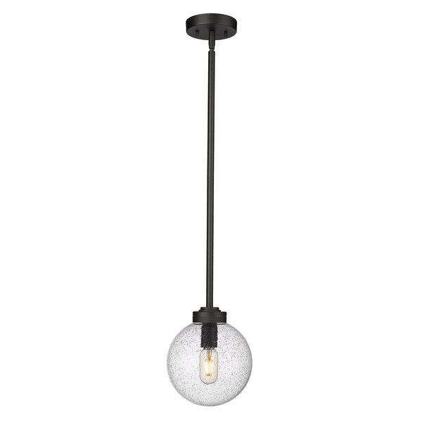 Z-Lite Laurent Outdoor Pendant, 1-Light, 8 In.W x 9 In.H, Black/Clear Seedy 599P8-BK - main